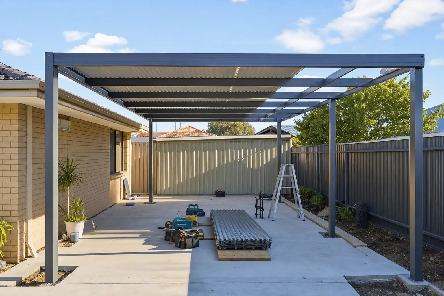 Perth Carport Co tradies measuring a residential site