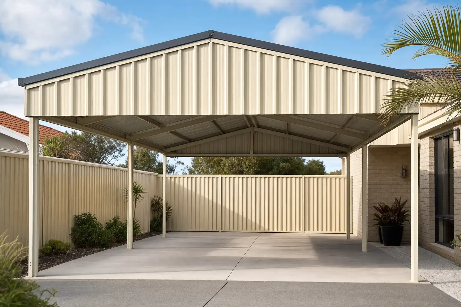Carport built in Mandurah, WA, Colorbond steel structure